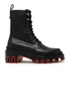 Christian Louboutin Black Calf Leather Dune Trott Alta Flat Low Boots In Black