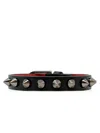 Christian Louboutin Black Calf Paris Leather Metal Spikes Cabata Bracelet In Black