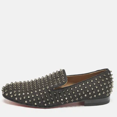 Pre-owned Christian Louboutin Black Canvas Dandelion Spikes Loafers Size 41.5