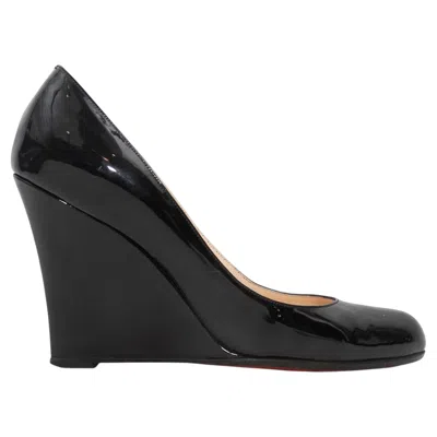 Pre-owned Christian Louboutin Black  Patent Wedge Heels Size 40
