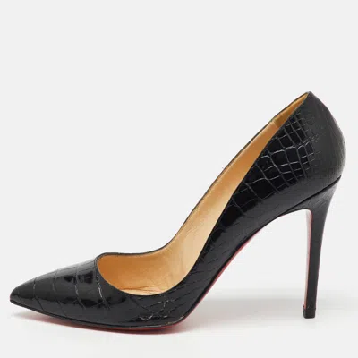 Pre-owned Christian Louboutin Black Crocodile Leather Pigalle Pumps Size 39.5