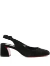 Christian Louboutin So Jane 55 Suede Slingback Pumps In Black