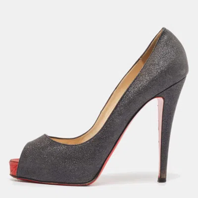 Pre-owned Christian Louboutin Black Glitter Very Prive Pumps Size 40