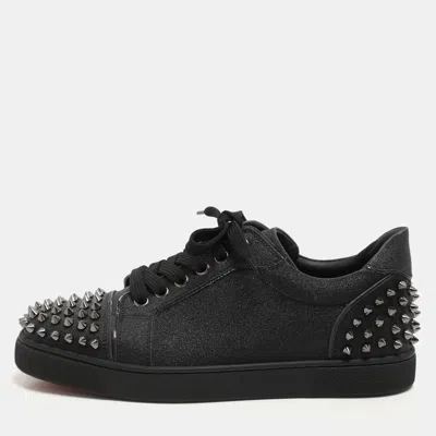 Pre-owned Christian Louboutin Black Glitter Vieira 2 Low Top Sneakers Size 37