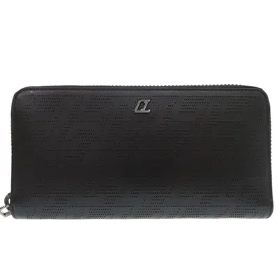 Pre-owned Christian Louboutin Black Gunmetal Leather Long Wallet (bi-fold) ()