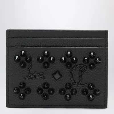 Christian Louboutin Black Kios Card Holder In Grained Leather With Studs By Loubinthesky