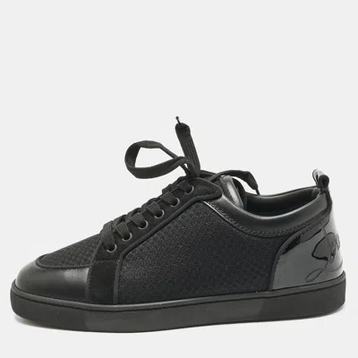 Pre-owned Christian Louboutin Black Leather And Mesh Fun Rantulow Sneakers Size 40.5