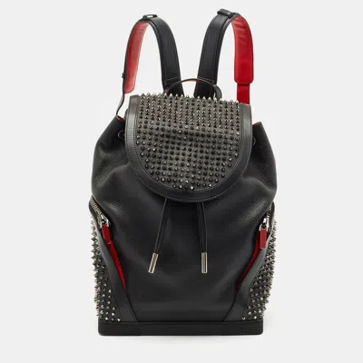 Pre-owned Christian Louboutin Black Leather And Rubber Explorafunk Backpack
