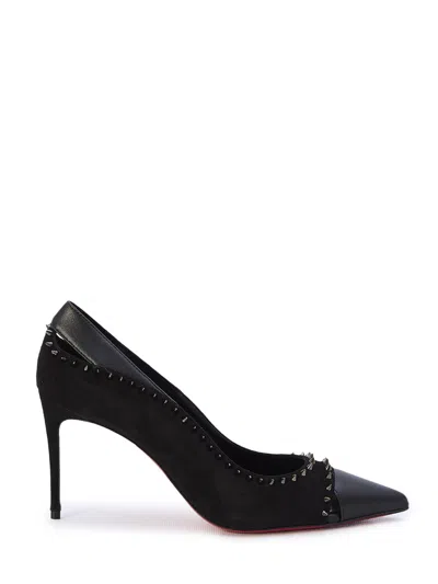 Christian Louboutin Black Leather And Suede Spiked Pumps For Women