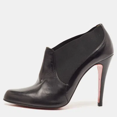 Pre-owned Christian Louboutin Black Leather Belle Ankle Boots Size 39.5