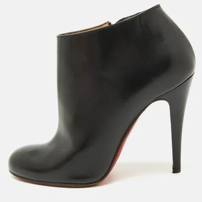 Pre-owned Christian Louboutin Black Leather Belle Ankle Length Boots Size 36.5