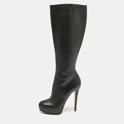 Pre-owned Christian Louboutin Black Leather Bianca Botta Knee High Boots Size 37.5