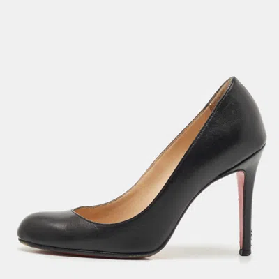 Pre-owned Christian Louboutin Black Leather Bianca Pumps Size 34
