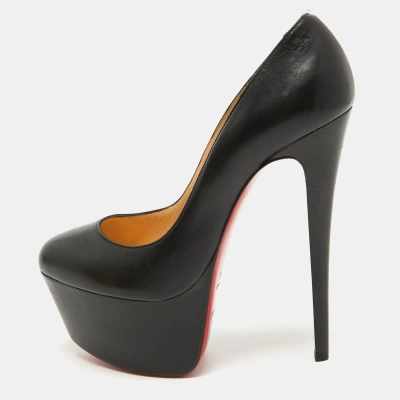 Pre-owned Christian Louboutin Black Leather Bianca Pumps Size 38.5