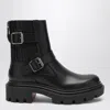 Christian Louboutin Ankle Biker Boots With Buckle And Chunky Sole In Black