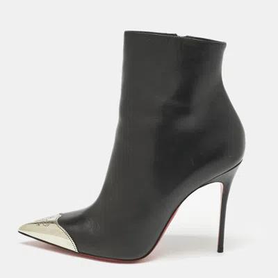Pre-owned Christian Louboutin Black Leather Calamijane Pointed Toe Ankle Length Boots Size 41