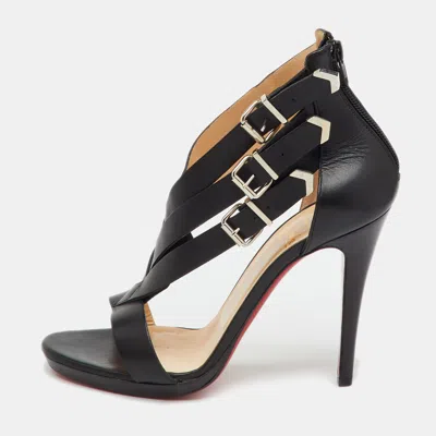 Pre-owned Christian Louboutin Black Leather Charleze Strappy Sandals Size 39