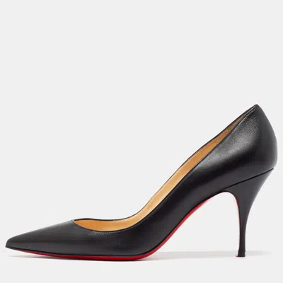 Pre-owned Christian Louboutin Black Leather Clare Pointed Toe Pumps Size 41