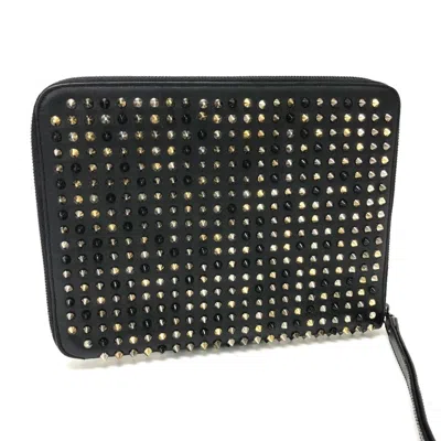 Pre-owned Christian Louboutin Black Leather Clutch Bag ()