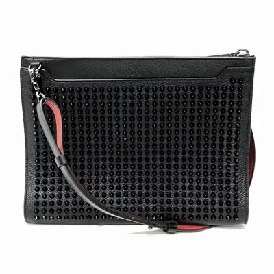 Pre-owned Christian Louboutin Black Leather Clutch Bag Shoulder Bag ()
