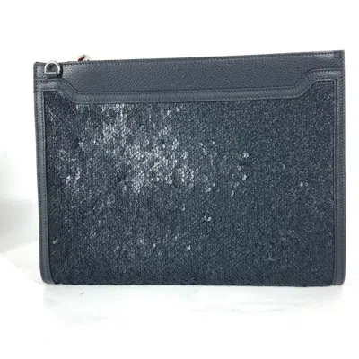 Pre-owned Christian Louboutin Black Leather Clutch Bag Shoulder Bag ()