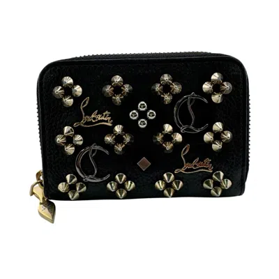 Pre-owned Christian Louboutin Black Leather Coin Purse/coin Case ()