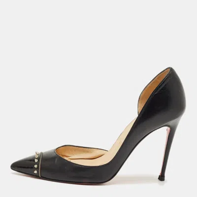Pre-owned Christian Louboutin Black Leather Culturella Pointed Toe D'orsay Pumps Size 35.5
