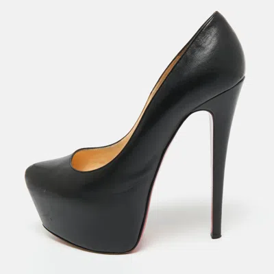 Pre-owned Christian Louboutin Black Leather Daffodile Platform Pumps Size 39.5