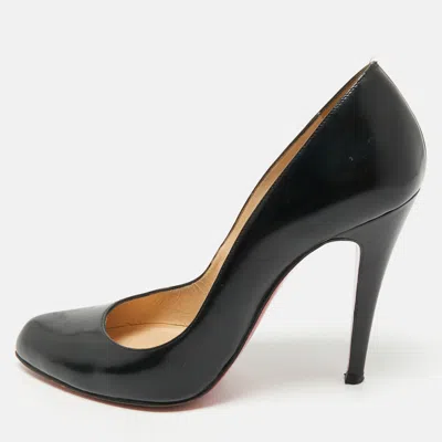 Pre-owned Christian Louboutin Black Leather Decollete Pumps Size 37.5