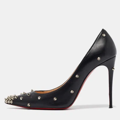 Pre-owned Christian Louboutin Black Leather Degraspike Pumps 38