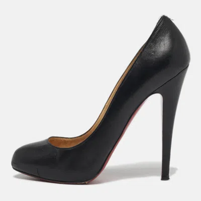 Pre-owned Christian Louboutin Black Leather Feticha Platform Round Toe Pumps Size 39