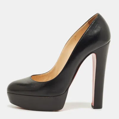 Pre-owned Christian Louboutin Black Leather Grapi Platform Pumps Size 38