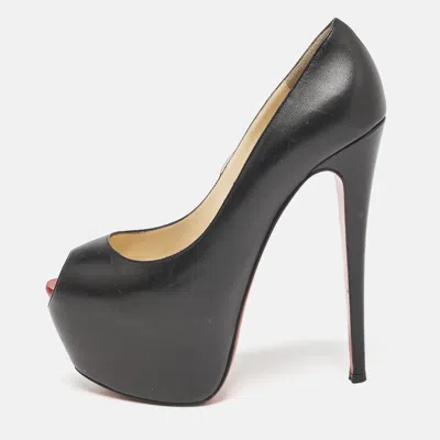 Pre-owned Christian Louboutin Black Leather Highness Pumps Size 39.5