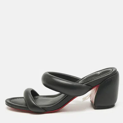 Pre-owned Christian Louboutin Black Leather Inflama Sab Slide Sandals Size 39