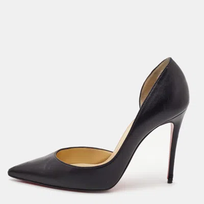 Pre-owned Christian Louboutin Black Leather Iriza Pumps Size 38