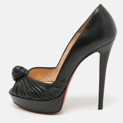 Pre-owned Christian Louboutin Black Leather Jenny Platform Pumps Size 38