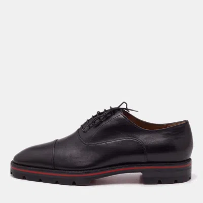 Pre-owned Christian Louboutin Black Leather Lace Up Oxfords Size 44