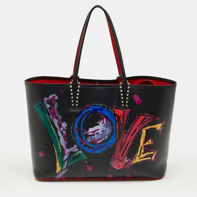 Pre-owned Christian Louboutin Black Leather Large Love Cabata Tote