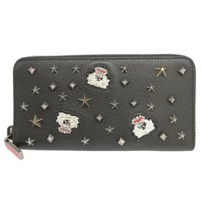 Pre-owned Christian Louboutin Black Leather Long Wallet (bi-fold) ()