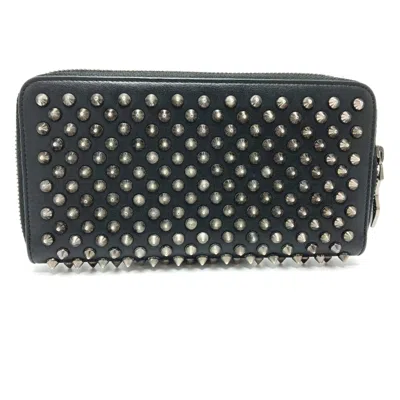 Pre-owned Christian Louboutin Black Leather Long Wallet (bi-fold) ()