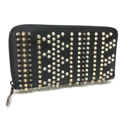Pre-owned Christian Louboutin Black Leather Long Wallet (bi-fold) ()