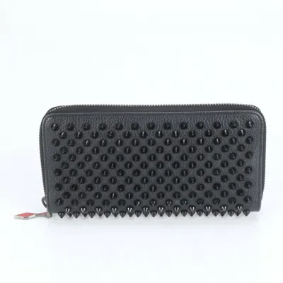 Pre-owned Christian Louboutin Black Leather Long Wallet (bi-fold) ()