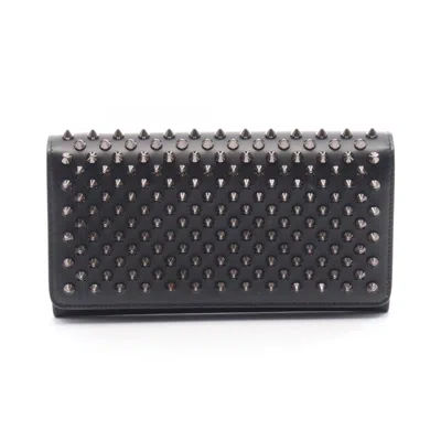 Pre-owned Christian Louboutin Black Leather Long Wallet (bi-fold) ()