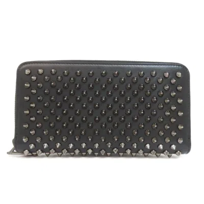 Pre-owned Christian Louboutin Black Leather Long Wallet (bi-fold) ()