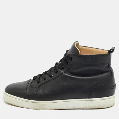 Pre-owned Christian Louboutin Black Leather Louis High Top Sneakers Size 42.5