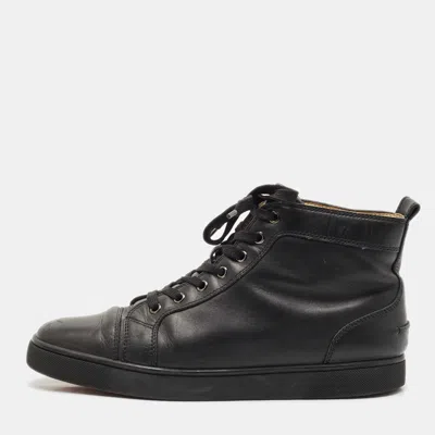 Pre-owned Christian Louboutin Black Leather Louis High Top Sneakers Size 43