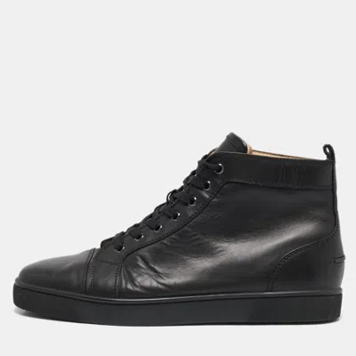 Pre-owned Christian Louboutin Black Leather Louis High Top Sneakers Size 43.5