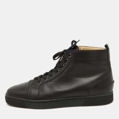 Pre-owned Christian Louboutin Black Leather Louis High Top Sneakers Size 44.5