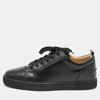 Pre-owned Christian Louboutin Black Leather Louis Junior Slip On Sneakers Size 43.5