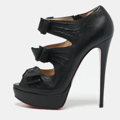 Pre-owned Christian Louboutin Black Leather Madame Butterfly Platform Pumps Size 40